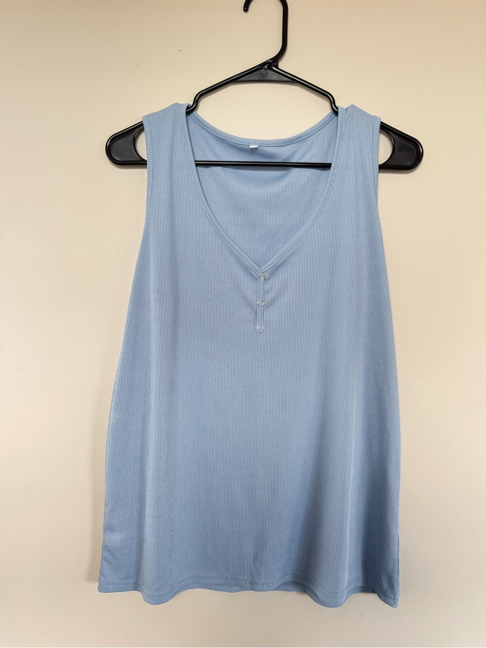Light Blue Ribbed Knit Button-Front Tank Top Size XL